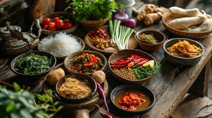 Wall Mural - thailand traditional food on the table