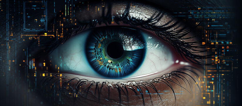 Human eye with abstract graphics