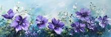 Beautiful Purple Summer Flowers, Flower Meadow, Painting, Background