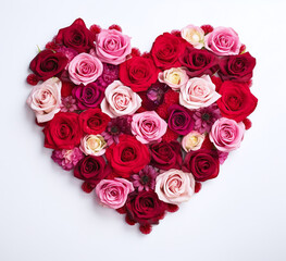 Wall Mural - Beautiful pink and red roses forming a heart