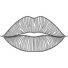 Wall Mural - Drawing one line of lips. One line vector illustration of lips