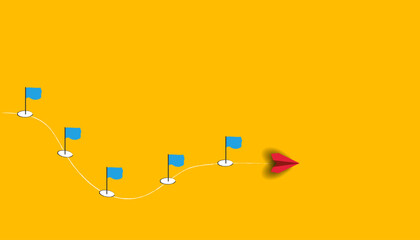 red plane going through workflow challenges one by one.
Workflow, working process, project progress, success tracking, work experience idea concept.