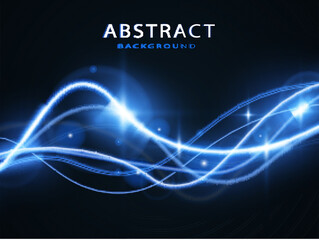 Wall Mural - Light blue trail wave vector.Glowing smooth curved lines.Laser wave,glowing light effect,blue trail.	
