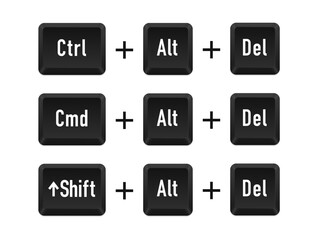 Poster - Ctrl alt del shortcut keys. Keyboard keys. Shift alt del. Computer button. Computer keyboard button set. Vector illustration
