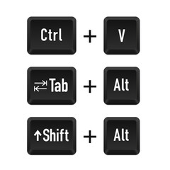 Poster - Tab and Alt, Ctrl and v, Shift and alt for switch between open program. Keyboard keys. Shift alt del. Computer button. Computer keyboard button set. Vector illustration