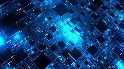Poster - Blue glowing new technology computer (1)Ai Generative