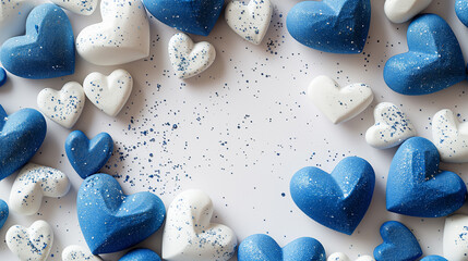 white and blue hearts isolated on white background.  valentines day background