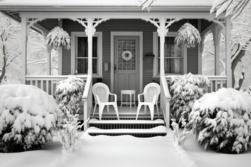 Canvas Print - Snowy Porch Scenes - Generative AI