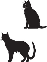 Wall Mural - silhouette of a wildcat on white background