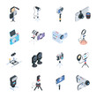 Isometric Icon Collection of Vlogging Equipment 

