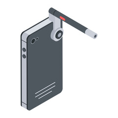 Sticker - Trendy isometric icon of a digital camera 