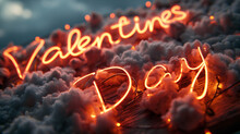 Valentines Day Written With Glowing Letters. Valentines Banner Generative Ai. 