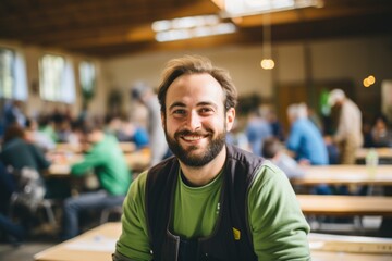 Wall Mural - Portrait of a young smiling volunteer at community center