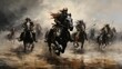 Army of equestrians riding into a battle created with Generative AI