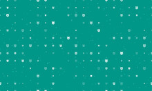 Seamless Background Pattern Of Evenly Spaced White Owl Head Symbols Of Different Sizes And Opacity. Vector Illustration On Teal Background With Stars