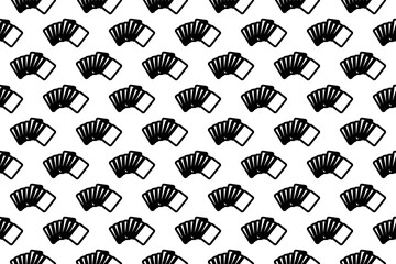 Poster - Seamless pattern completely filled with outlines of playing cards symbols. Elements are evenly spaced. Illustration on transparent background
