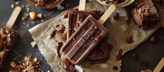 Dairy free ice pops with homemade hazelnut spread. Nicecream, fudgesicles.