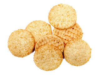 Wall Mural - Pile biscuit with coconut isolated on white