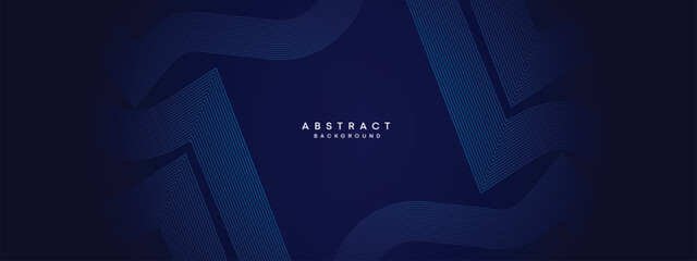 Abstract Dark Blue Waving circles lines Technology Background. Dark Blue gradient with glowing lines shiny geometric shape and diagonal, for brochure, cover, poster, banner, website, header