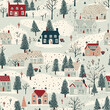 Seamless pattern, tileable Christmas holiday country dots print, English countryside cottage for wallpaper, wrapping paper, scrapbook, fabric and product design
