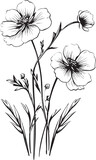 Fototapeta Kosmos - Snowy Floral Design Black Emblematic Detail Arctic Petal Sketch Stylish Vector Mark