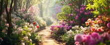 A Pathway Leads Through A Flower Garden