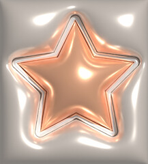 Poster - Beige star on a gray background, 3D rendering illustration
