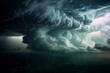 Dark clouds, heavy rain, thunderstorm, forecast of tornado, hurricane or thunderstorm. Generative AI