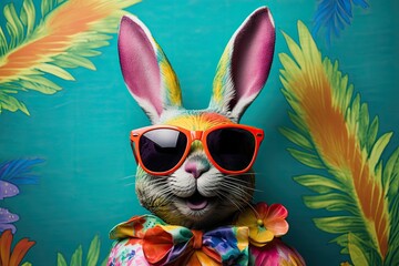 Cool Easter bunny with sunglasses and a bow tie.