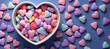 Bowl of heart candy with room for text created with Generative AI technology