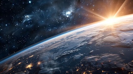 Wall Mural - view from space, on the surface of planet earth. city lights from space