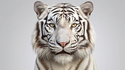 Sticker - White Siberian tiger face. Beautiful wild siberian tiger portrait. AI Generative