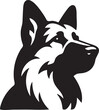 German Shepard Dog Black and White Vector