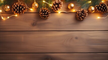 Wall Mural - Christmas and New Year with wooden Background and lights, light, Christmas light background, Christmas and New Year light series