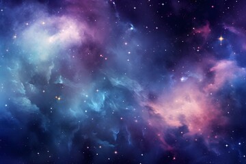 Wall Mural - Watercolor shining neon galaxy space with stars for universe nebula cosmic background painting