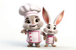 bunny chef mascot 3D illustration white background