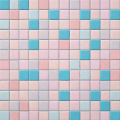 soft pink blue pastel colored checkered square mosaic tiles wall texture background seamless patter