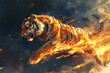 illustration of a flying super tiger with fire powers