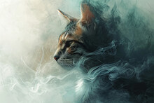 Smoke Style Painting Illustration Like A Cat