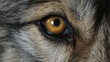 wolf eyes close up. Timber wolf portrait. A close up of a menacing wolf a yellow eyes. AI Generative