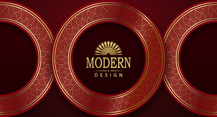 Canvas Print - Gorgeous textured illustration, round frame with gold ornament.