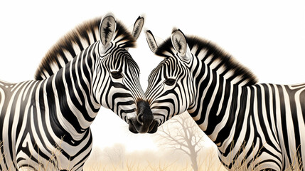 Canvas Print - Zebra in the grass nature habitat. Wildlife scene from nature. AI Generative