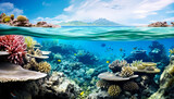 Fototapeta Do akwarium - Group of Marine Wildlife in the Beautiful Underwater Coral Reef
