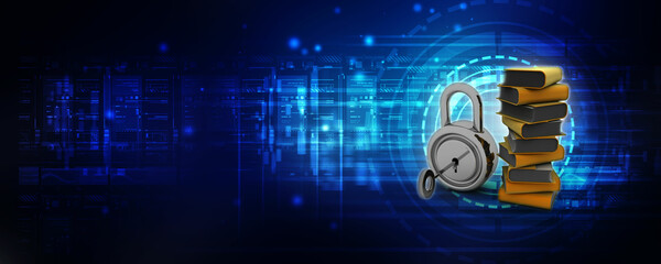 Poster - 3d rendering folder protected lock