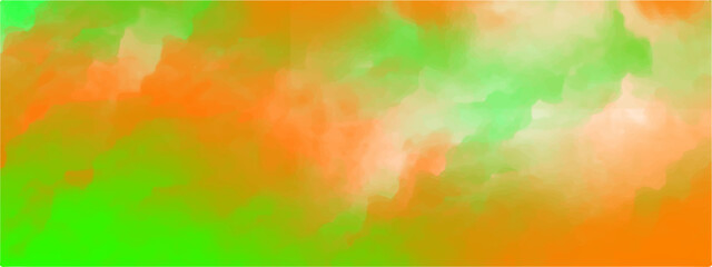 Poster -  Abstract grunge texture adds depth to the green backdrop, merging art and design in a blur of smoke and light. Bright pastel colors blend in a watercolor forming a vibrant backdrop. Red, orange, and 