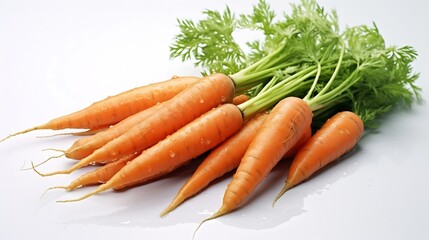 Poster - Generative AI : Fresh organic carrots isolated on white background.