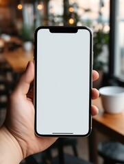 Aufkleber - Generative AI : Close-up image of a woman sitting in the cafe and using her smartphone