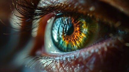 Poster - A detailed view of a person's eye. This image can be used for various purposes, such as medical illustrations, beauty and cosmetics, or even for artistic and abstract projects