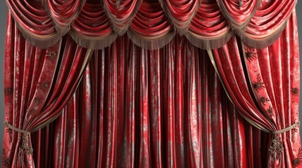 Poster - A close-up view of a stage curtain. This image can be used to depict the anticipation and excitement before a performance or event