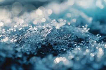 Poster - A detailed view of a piece of ice lying on the ground. Suitable for various uses